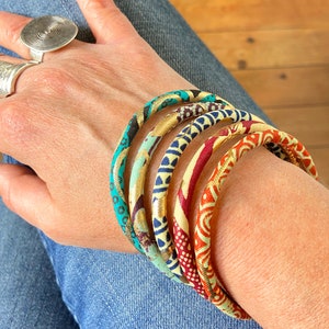 Golden Ankara bracelets, 2 sizes stackable bracelets for ethnic chic style, many colors image 2