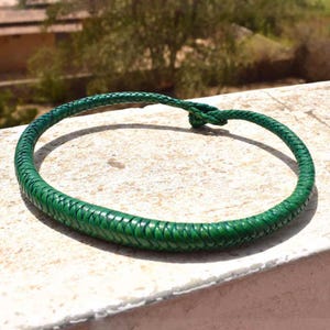 Hand-braided leather necklace, ethnic handcrafted jewelry for women, blue, green, or brown image 6