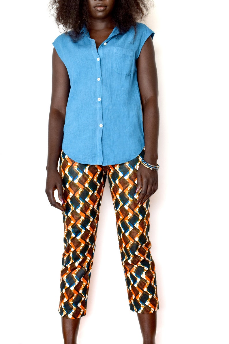 Coupe Ankara L'étéStyle Coton AfricainUn Pour Wax Femme En Court Droite Ethnique Pantalon Pantacourts WD29HIE