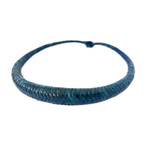 Hand-braided leather necklace, ethnic handcrafted jewelry for women, blue, green, or brown image 8