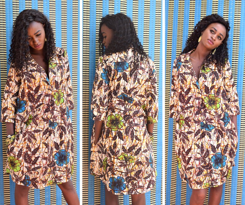 3/4 sleeve single layer shirt dress