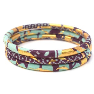 Golden Ankara bracelets, 2 sizes stackable bracelets for ethnic chic style, many colors Ciel bordeaux