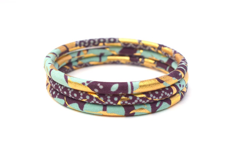 Golden Ankara bracelets, 2 sizes stackable bracelets for ethnic chic style, many colors Ciel bordeaux