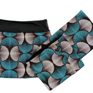 Reversible wax skirt, Ankara cotton mini-skirt African print, two skirts in one with turquoise patterns image 6