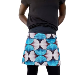 Reversible wax skirt, Ankara cotton mini-skirt African print, two skirts in one with turquoise patterns image 8