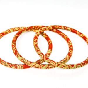 Thin wax bracelet, fine African loincloth rushes, ethnic chic bohemian jewel, Ankara fabric golden/orange image 7