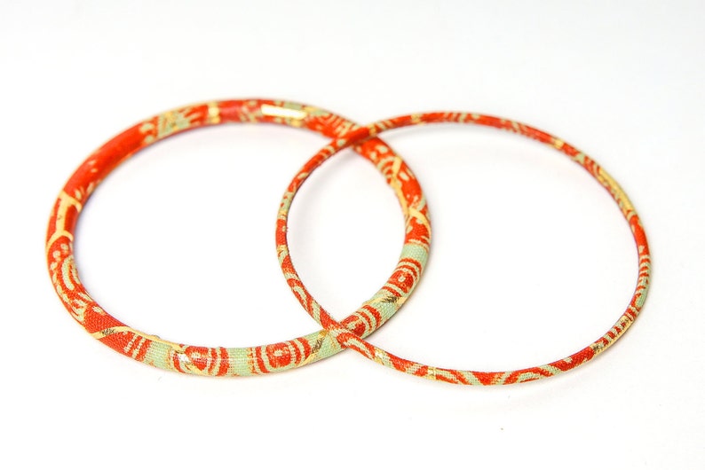 Thin wax bracelet, fine African loincloth rushes, ethnic chic bohemian jewel, Ankara fabric golden/orange image 6