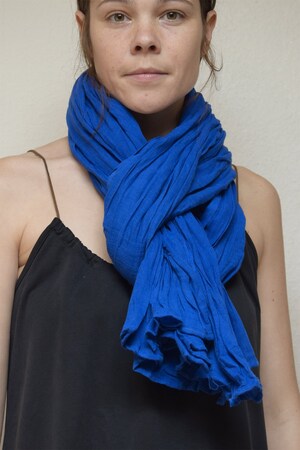 Foulard Carré En Voile De Coton - Impression Block Print Artisanale - 75x75 Cm - Vert Et Jaune - Style Cheich Léger