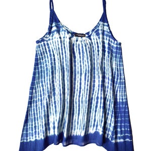 Tie-and-Dye-Tanktop aus türkisblauem Voile aus afrikanischer Baumwolle, ein handgefärbtes Sommertop: Das Boho-Essential für den Sommer Bild 7