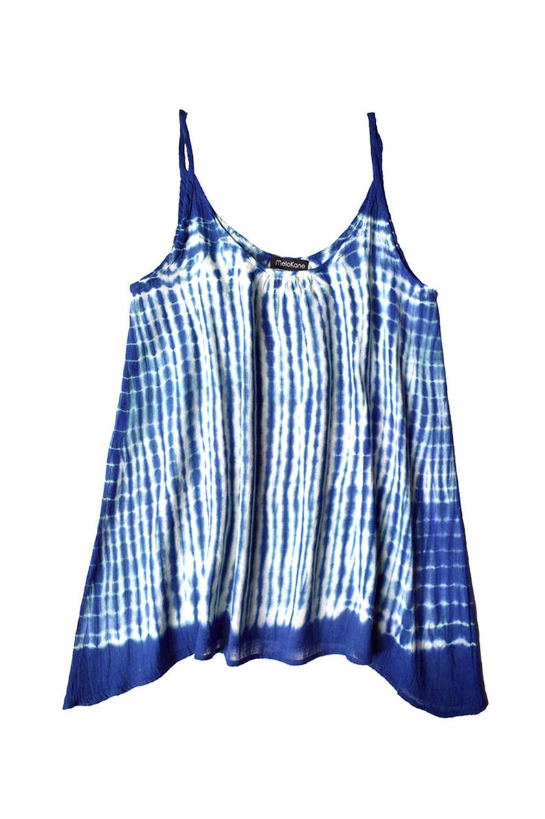 Tie-and-Dye-Tanktop aus türkisblauem Voile aus afrikanischer Baumwolle, ein handgefärbtes Sommertop: Das Boho-Essential für den Sommer Bild 7