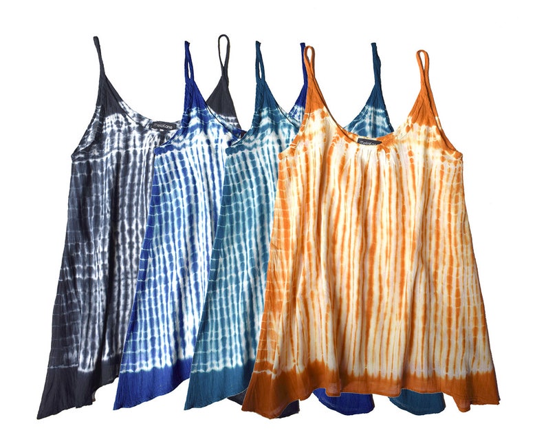 Tie-and-Dye-Tanktop aus türkisblauem Voile aus afrikanischer Baumwolle, ein handgefärbtes Sommertop: Das Boho-Essential für den Sommer Bild 5