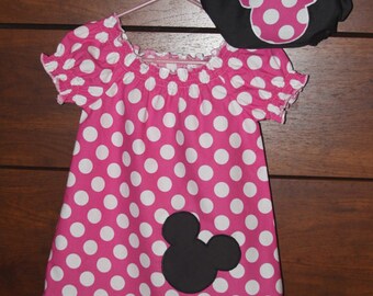 Minnie Mouse Zebra Dress & Bloomer Set - Boutique Style - Pink Polka Dot, Zebra and Black Set - Perfect for your Vacation or Birthday Party!