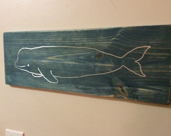 Blue Beluga Whale metal inlay, wooden baby beluga, rustic nursery, rustic kids room, farmhouse decor, wall ideas for nursery, animal home