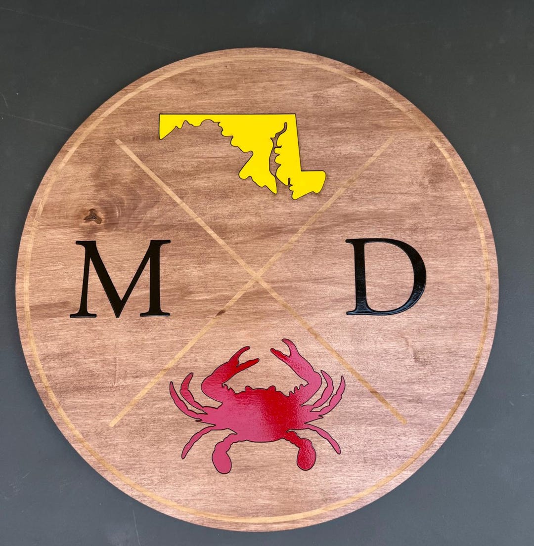 Maryland Crab Sign, Wooden MD Sign, Crab Decor - Etsy