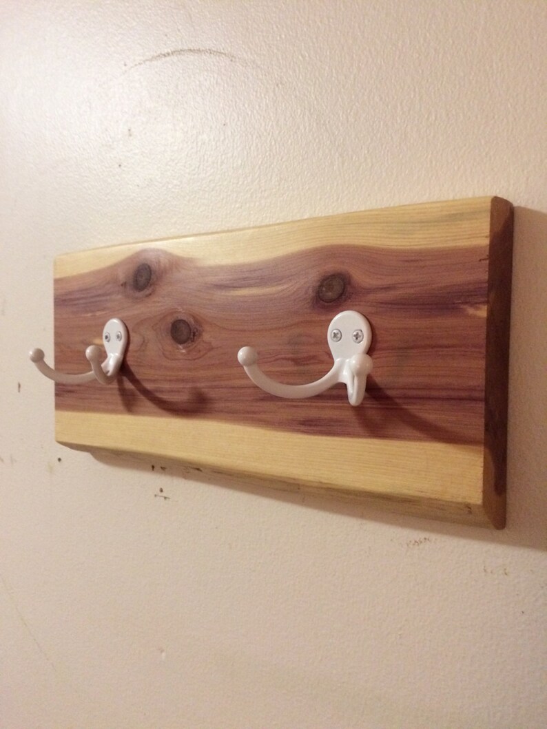 Rustic Wooden Coat Rack Live Edge Cedar Entryway Organizer Etsy