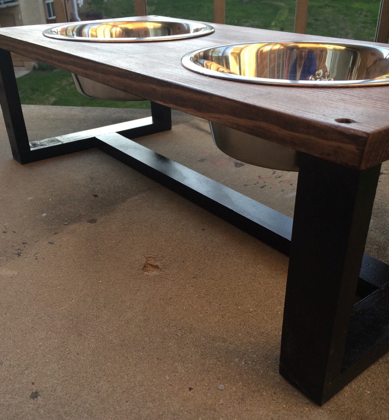 Modern pet bowl holders wood dog bowl holder contemporary Etsy