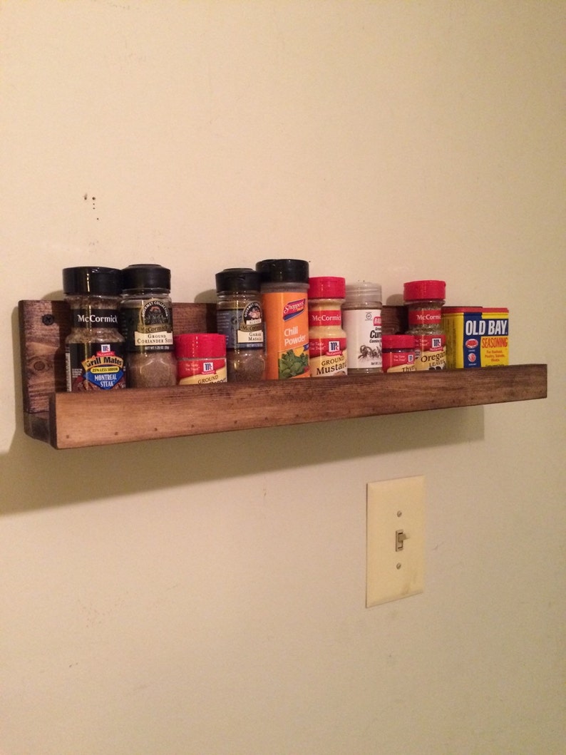 Wooden Racks Rustic wooden spice rack, floating spice rack, floating