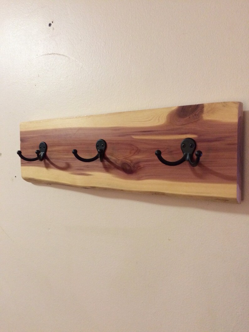 Live Edge Cedar Wooden Coat Rack Purse Organizer Rustic Etsy