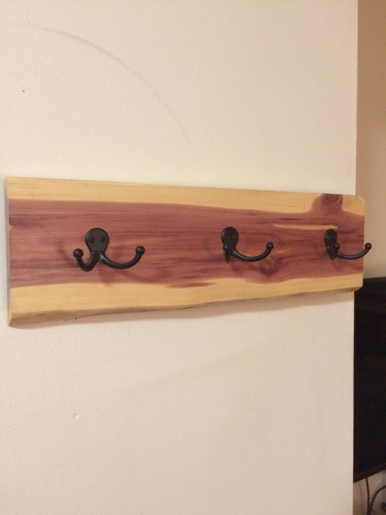 Live Edge Cedar Wooden Coat Rack Purse Organizer Rustic Etsy