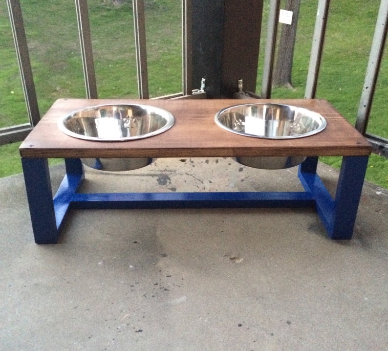 Contemporary wood dog bowl holder pet bowl holder wooden pet Etsy