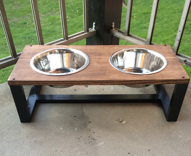 Modern pet bowl holders wood dog bowl holder contemporary Etsy