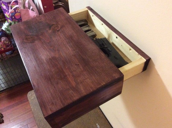 Rustic Wood Floating Shelf With Hidden Compartment W Magnetic Etsy