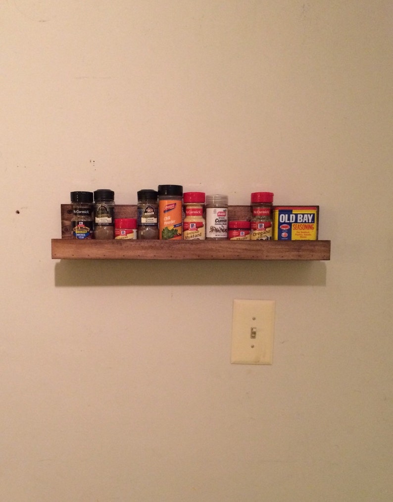Rustic Wooden Spice Rack Floating Spice Rack Floating Ledge Etsy