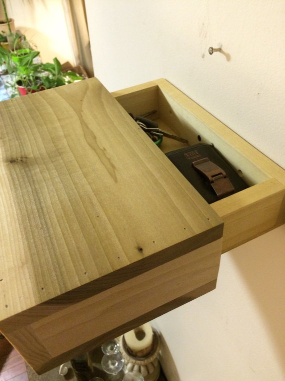 Magnetic Lock Wood Floating Shelf With Hidden Compartment Etsy