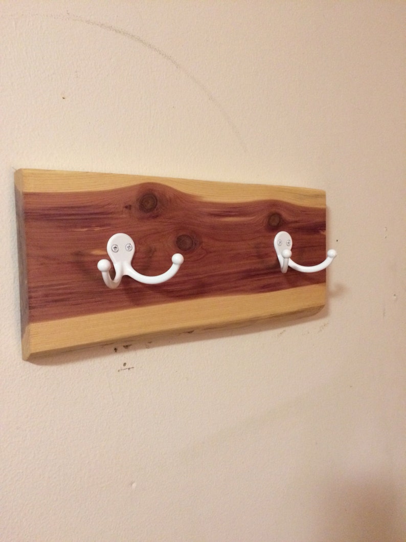 Rustic Wooden Coat Rack Live Edge Cedar Entryway Organizer Etsy