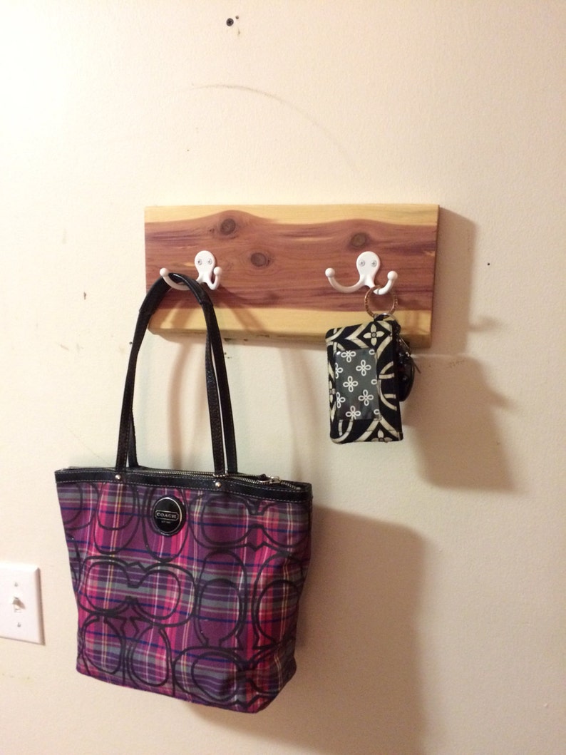 Rustic Wooden Coat Rack Live Edge Cedar Entryway Organizer Etsy