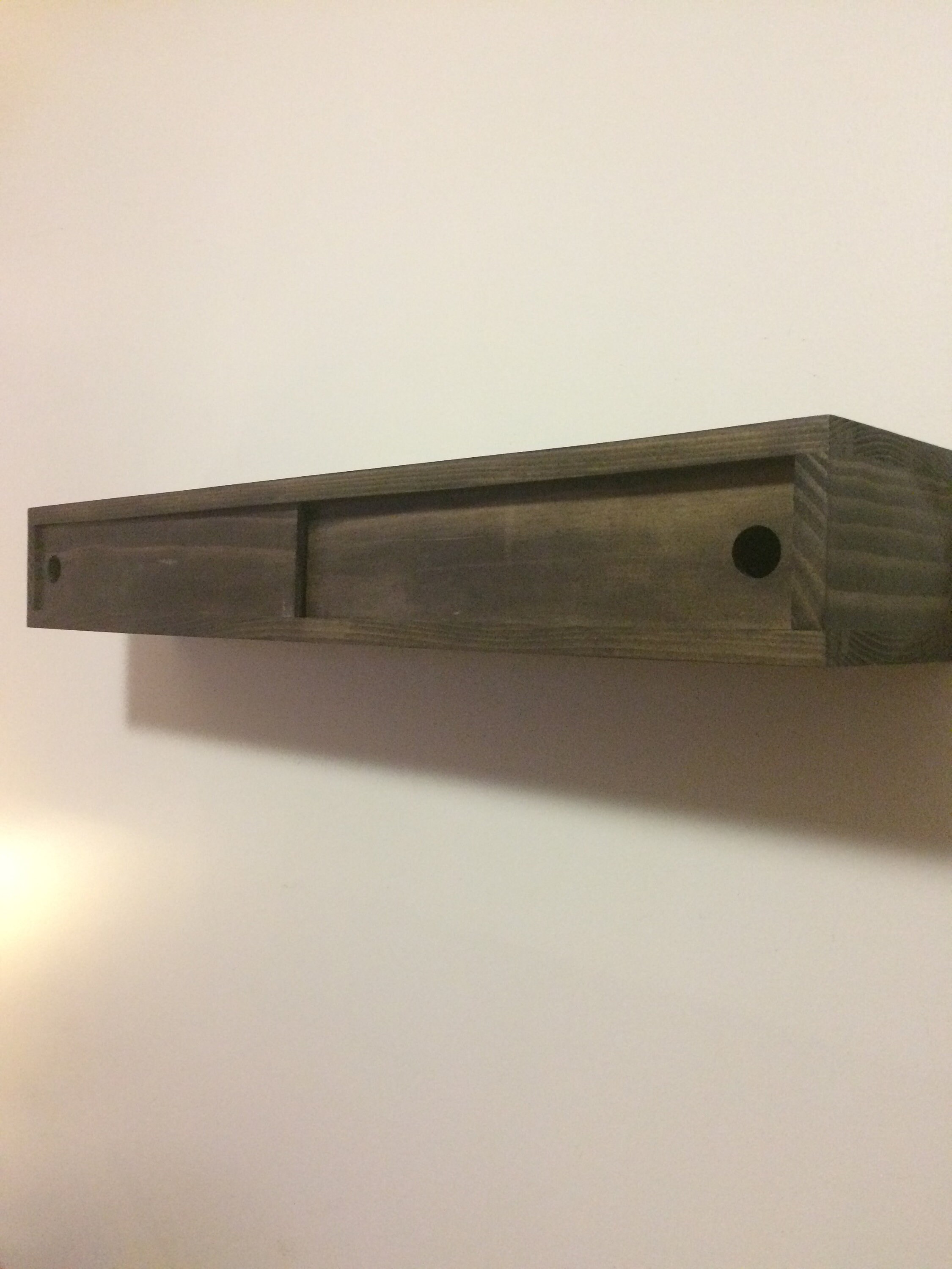 Floating Shelf with divider and sliding doors wood shelf Etsy