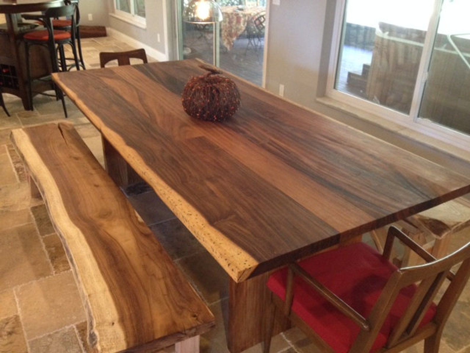 Solid Wood Slab Trestle Table Live Edge Made From Exotic Etsy