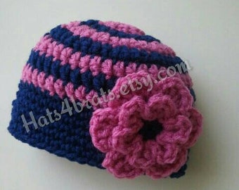 Baby Girl Crochet Hat, Newborn Photo Prop, Baby Girl Crochet Flower Hat, Toddler Hat, Infant Crochet Hat, Baby Crochet Hat,  Baby Photo Prop