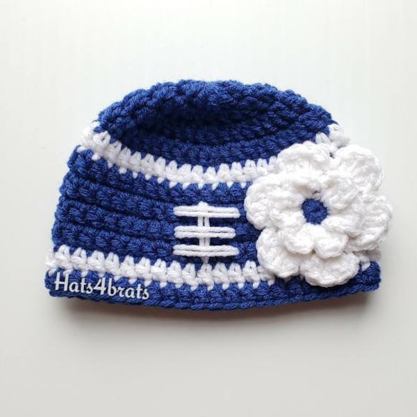 Indianapolis Colts Hat, Baby Girl Colts Hat, Baby Photo Prop Football Hat, Newborn Indianapolis Crochet Hat, Infant Football Hat, Crochet