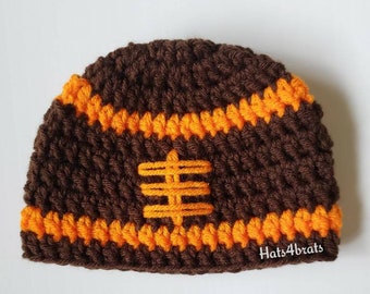 Cleveland Browns Hat, Crochet Football Hat, Baby Crochet Hat, Newborn Crochet Hat, Baby Football Hat, Browns Crochet Hat, Newborn Photo Prop