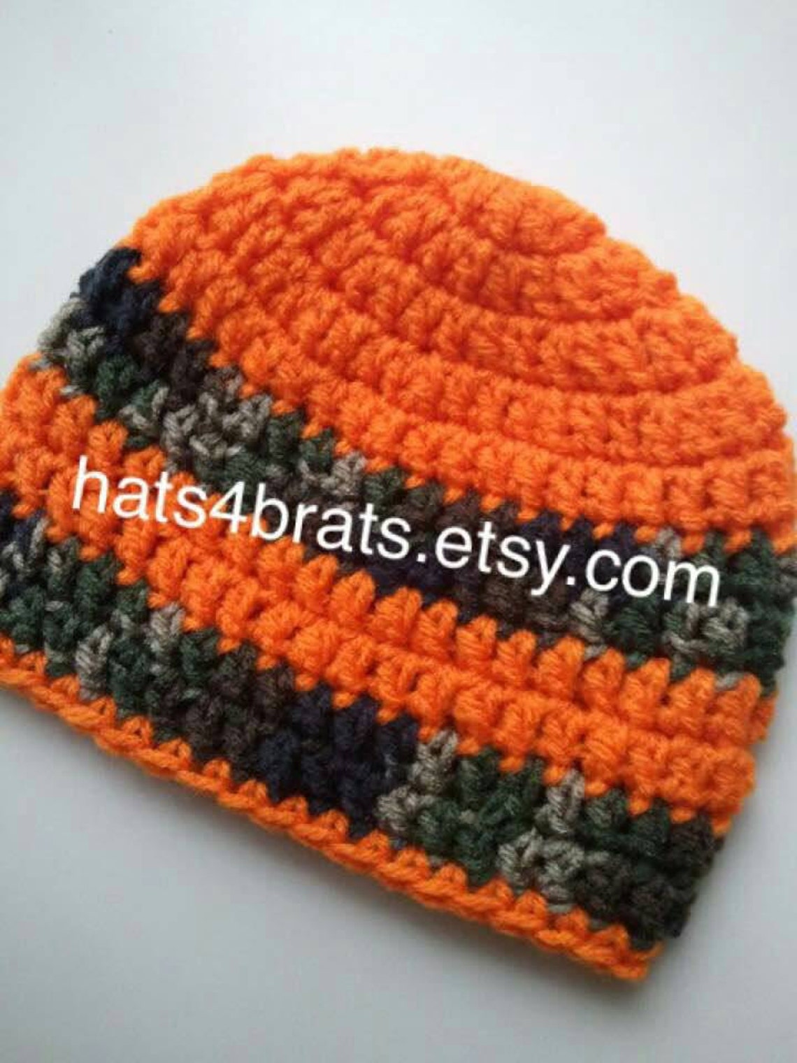 Baby Boy Camouflage Hat Crochet Camo and Orange Hat Crochet Etsy