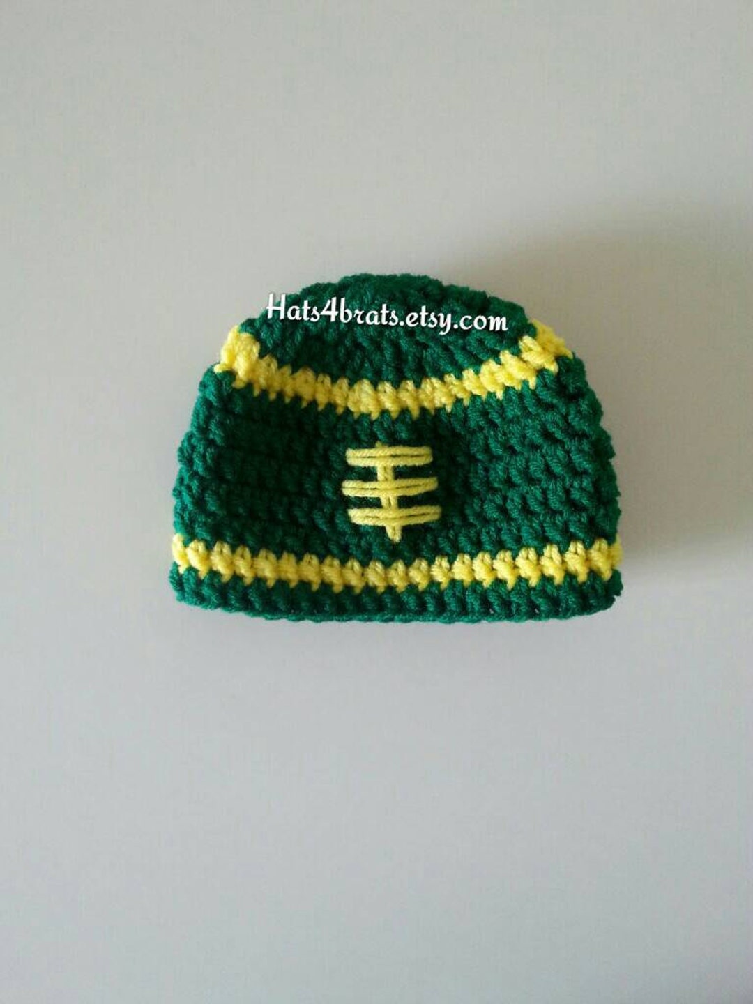 Green Bay Packer Hat, Crochet Football Hat, Baby Football Hat, Green ...