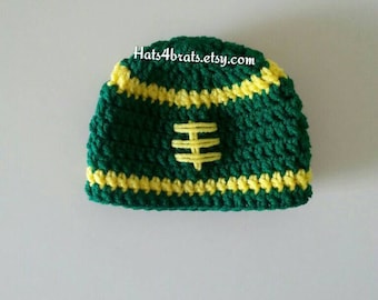 Green Bay Packer Hat, Crochet Football Hat, Baby Football Hat, Green Bay Hat, Packers, Newborn Hat Photo Prop, Infant Photo Prop