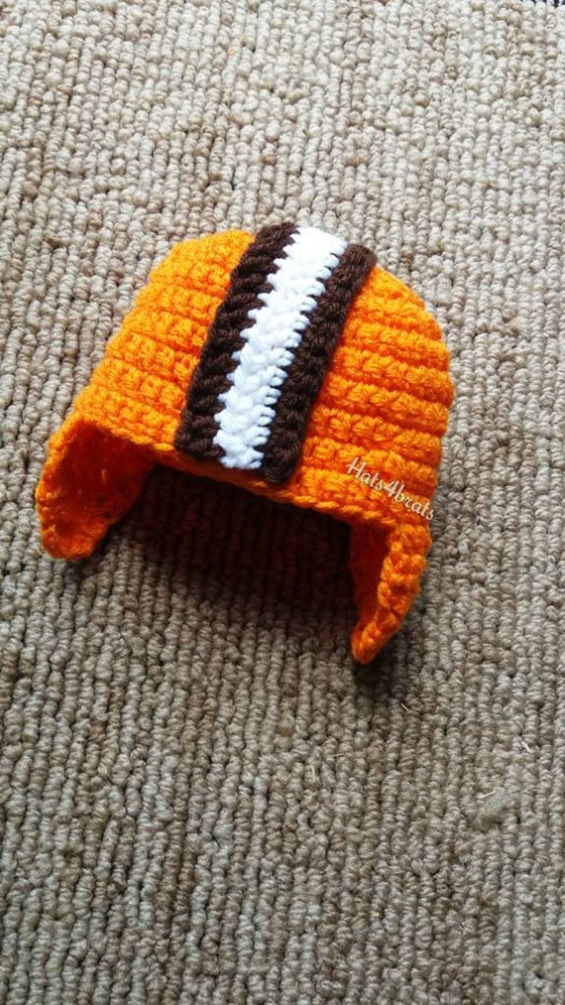 Cleveland Browns Hat, Brown's Crochet Hat, Brown's Baby Hat, Cleveland Brown's, Ear Flap Hat, Brown's Helmet Hat, Baby Christmas Gift Browns image 1