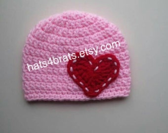 Baby Valentine's Day Hat, Crochet Valentine's Day Hat, Newborn Valentine's Day Hat, Baby Crochet Hat, Valentine's Day Photo Prop, Heart Hat