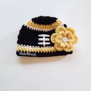 New Orleans Saints Baby Hat, Crochet Saints Hat, New Orleans Saints Football Hat, Baby Girl Saints Football Hat, Newborn Saints Photo Prop