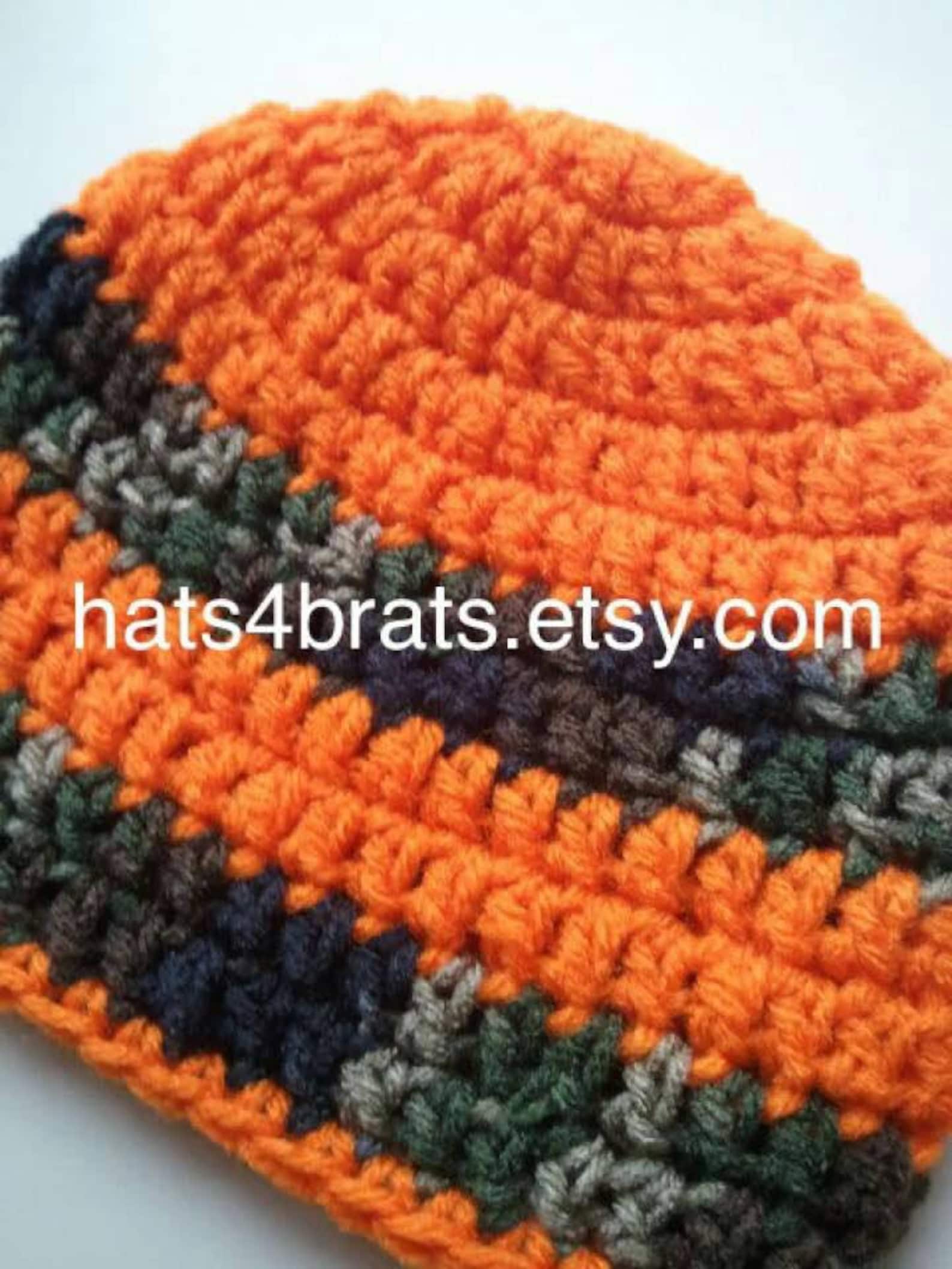Baby Boy Camouflage Hat Crochet Camo and Orange Hat Crochet Etsy