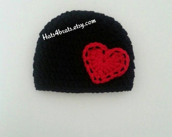 Valentine's Day Hat, Baby Valentine's Day Crochet Hat, Newborn Valentine's Day Photo Prop, Infant Valentine Hat, Valentine's Beanie