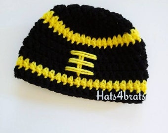 Baby Pittsburgh Steelers Hat, Pittsburgh Steelers Photo Prop, Newborn Steelers Hat, Infant Pittsburgh Steelers, Crochet Steelers Hat, Baby