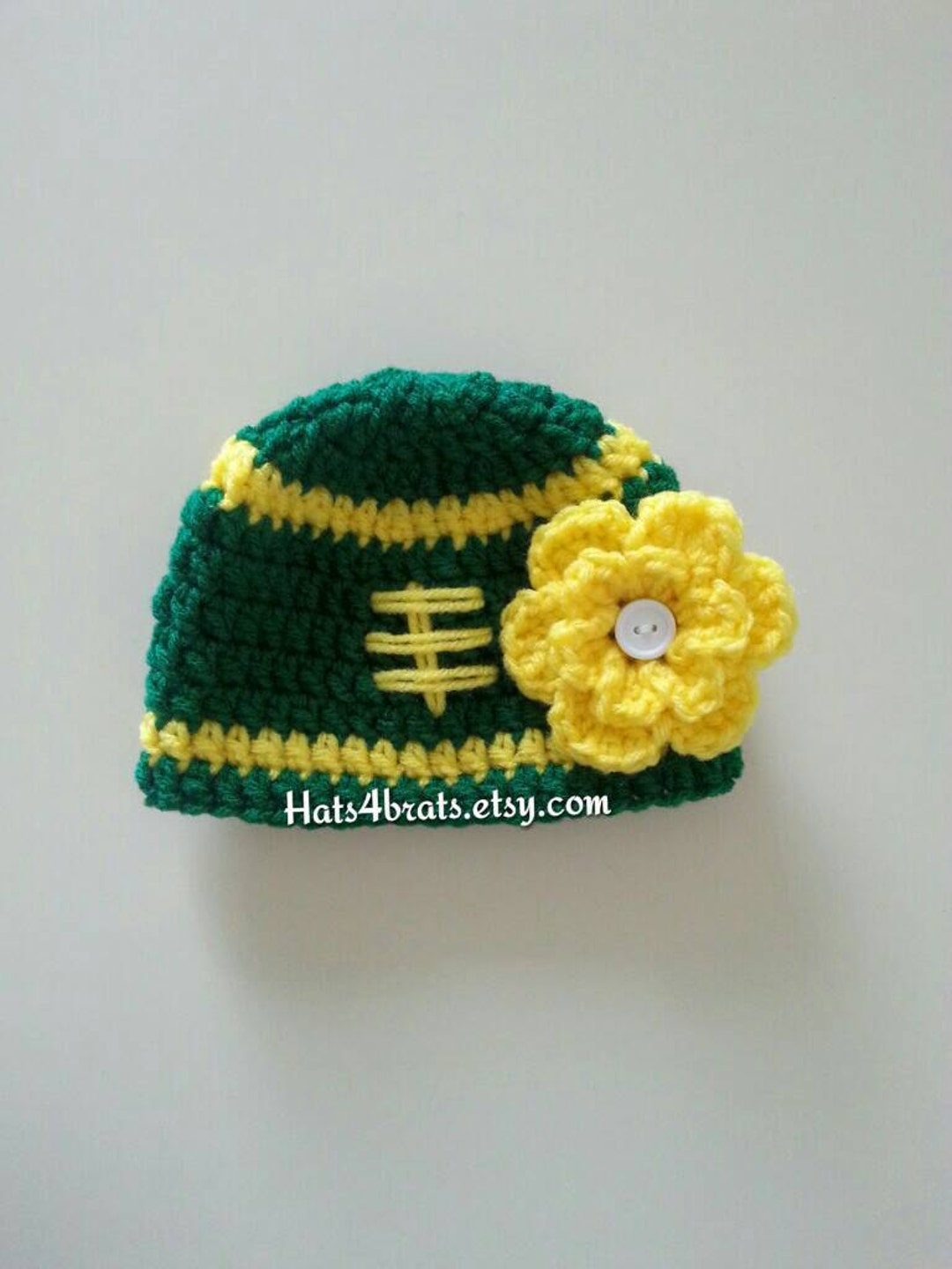 Baby Girls Green Bay Packer Hat, Crochet Football Hat, Baby Football ...