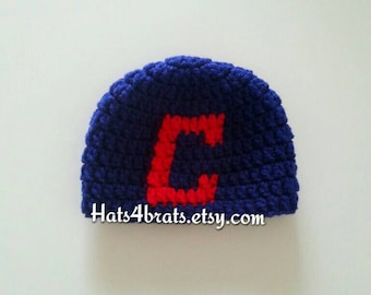 Cleveland Guardians Hat, Baby Cleveland Hat, Crochet Cleveland Baseball Hat, Cleveland  Photo Prop, Baby Cleveland Indians, Baby Cleveland