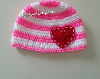 Valentine's Day Hat, Baby Valentine's Hat, Valentine's Day Photo Prop, Newborn Valentines Day Hat, Infant Valentine's Day, Crochet Heart Hat