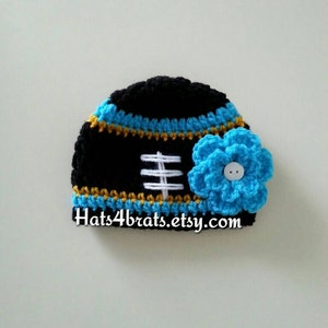 Czapka Jacksonville Jaguars, Czapka Jaguars dla dziewczynki, Czapka futbolowa dla noworodka, Baby Jacksonville Jaguars, Czapka Jaguars dla dziecka na szydełku, Zdjęcie Jaguars