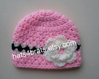 Crochet Baby Girl Hat, Baby Girl Flower Hat, Newborn Flower Hat, Infant Crochet Hat, Newborn Crochet Photo Prop, Infant Crochet Hat, Baby
