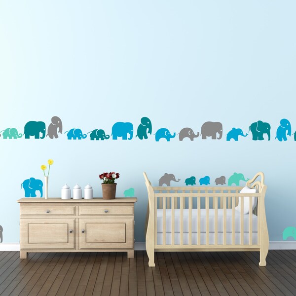 Elephants Nursery Animals Wall Art Stickers Decal Vinyl Decor Home Quote Room